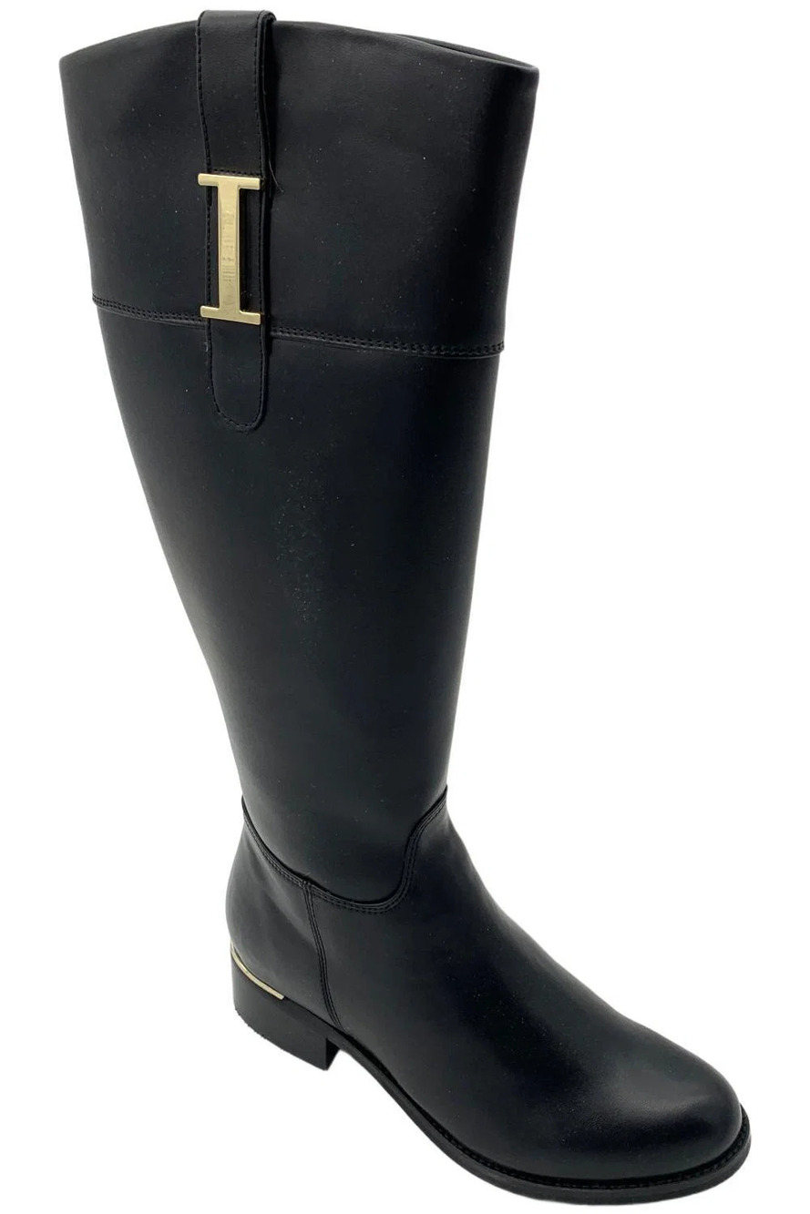 Isaac Mizrahi Live! Women's Medium Calf Riding Boots Black/Black - Medium